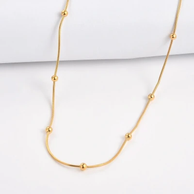 Afbeelding van ABkettinkjes Ketting Gouden kettinkje Slang Balletjes Bolletjes Goud Gold plated 18K Verguld