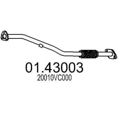 Afbeelding van MTS 01.43003 Uitlaatpijp 948mm voor middendemper NISSAN: Patrol GR V SUV (Y61) 3.0 DTi 2000