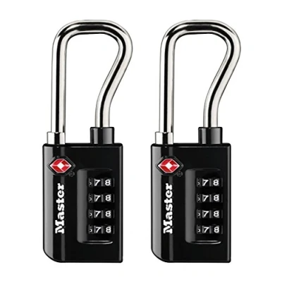 Afbeelding van Master Lock 4696T, TSA goedgekeurd bagageslot, 2 stuks, zwart, stel je eigen combinatie in
