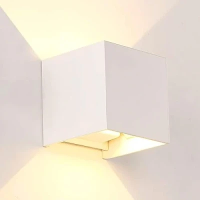 Afbeelding van LEDME Wandlamp buiten /binnen wit led 6 W, 3000 K warm wit, instelbare lichtstraal, IP54 waterdicht, ideale verlichting voor buiten, tuin, terras, patio