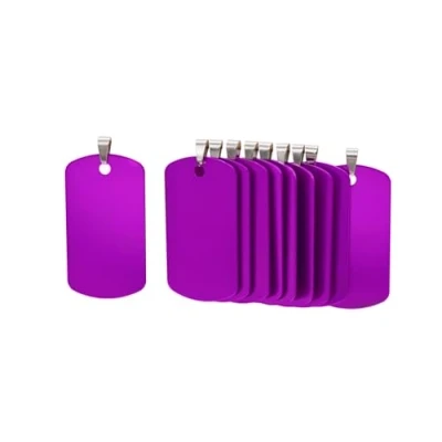 Afbeelding van Rechthoek aluminium lege hondentags, doe het zelf gegraveerde kat hond ID tags, gepersonaliseerde huisdierenidentiteitsnaamlabels, blanco hondenpenning snijwerk, maat 46 mm x 25 mm, paars 30 stuks