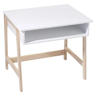 Afbeelding van Atmosphera CREATEUR D&#039;INTERIEUR ATM 127242 bureau voor kinderen, kunstzinnig, Scandinavische stijl, kleur: wit, natuurlijk hout, massief (grenen) en vezels (MDF), 58 x 52 46 cm
