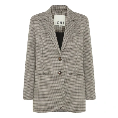 Afbeelding van ICHI Ihkate Cameleon Halflange jas, Dames, Maat: Large, Mottled beige