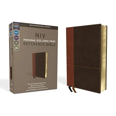 Afbeelding van NIV, Personal Size Reference Bible, Large Print, Leathersoft, Tan/Brown, Red Letter, Comfort Print