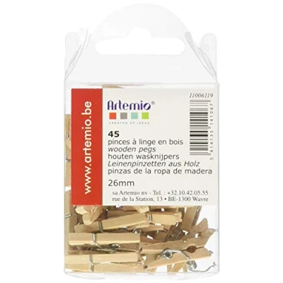 Afbeelding van Artemio 45 stuks. Mini houten wasknijpers, beige