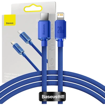 Afbeelding van Baseus Crystal Series USB C naar Apple Lightning Kabel 20W 1.2M Blauw