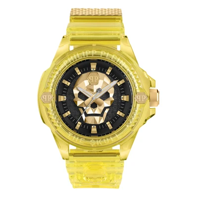 Afbeelding van Philipp Plein The $Kull Synthetic PWWAA0123 Horloge Siliconen Geel Ø 44 mm