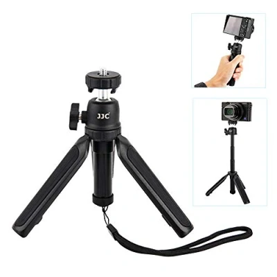 Afbeelding van JJC Mini camerastatief, uitschuifbaar selfiestickstatief voor compacte camera&#039;s, draagbaar bureaustatief met 360 graden kogelkop, koude schoenhouder en 1/4&quot; 20 schroef