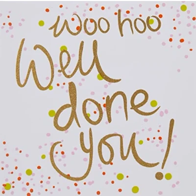 Afbeelding van Piccadilly Greetings Luxe Mooie Hedendaagse Woo Hoo Felicitatiekaart 160 mm sq Koko Designs KL002,Wit