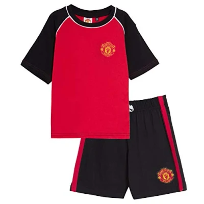 Afbeelding van Manchester United FC Korte Pyjama&#039;s voor jongens Premiership Football Club Kit Shortie PJ&#039;s Shorts + T shirtset, Rood, 7 8 jaar