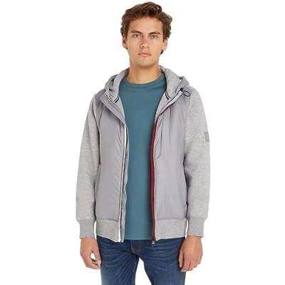 Afbeelding van Tommy Hilfiger Clean MIX Media ZIP THRU Hoody Jas, Heren, Maat: Medium, Light grey heather
