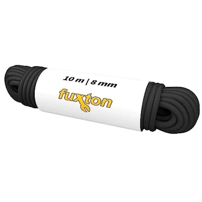 Afbeelding van fuxton® rubberen touw (8 mm x 10 m), expandertouw, lijn, bungee koord, marine, spanrubber per meter, zwart