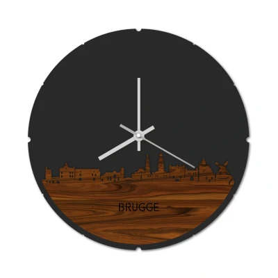 Afbeelding van Skyline Klok Rond Brugge Palissander