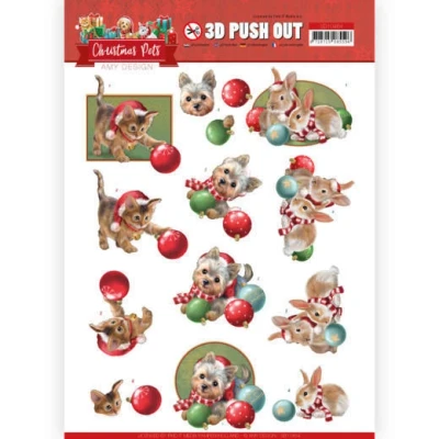 Afbeelding van Christmas balls 3D Push Out Sheet Pets by Amy Design