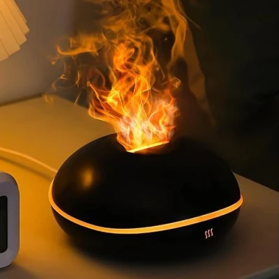 Afbeelding van Flame etherische olie diffuser, 200 ml aromatherapie diffuser voor thuis, 7 kleuren vlam licht aroma waterloze auto off ultrasone luchtbevochtiger thuis slaapkamer spa kantoor yoga
