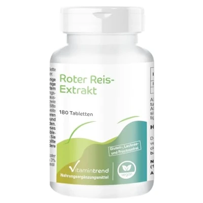 Afbeelding van Rode Rijst extract tabletten Veganistisch 2,95mg Monacolin K per tablet 180 Made in Germany ! VOOR 6 MAANDEN Vitamintrend®