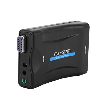 Afbeelding van Draagbare VGA naar SCART AV Converter, Video Audio Converter Adapter met afstandsbediening, ondersteuning voor 1080P, NTSC, PAL, SECAM, HD TV DVD Box
