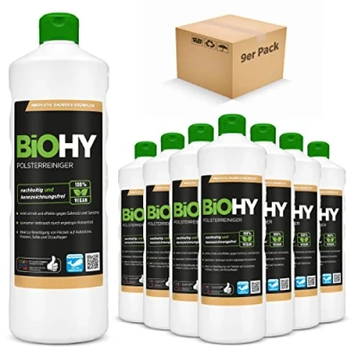 Afbeelding van BiOHY Bekleding reiniger (9 x 1l Fles) Ideaal voor autostoelen, banken, matrassen etc. Ook geschikt wasmachines (Polsterreiniger)