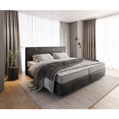 Afbeelding van Boxspringbed Dream Well Microvezel Antraciet Vintage 200x200 cm met Bonell matras en PU topper