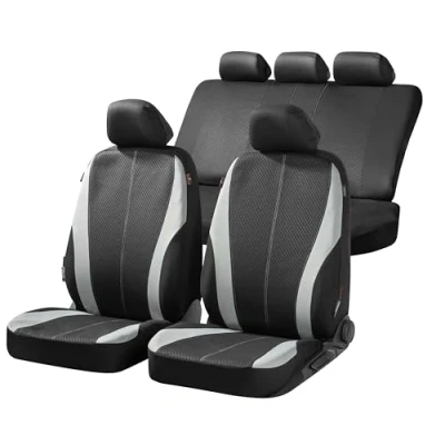 Afbeelding van Autostoelbekleding Dundee met Zipper ZIPP IT, Autostoelhoes set, 2 stoelbeschermer voor voorstoel, 1 achterbank zwart/grijs
