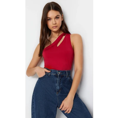 Afbeelding van Trendyol Cherry Rotasymmetrische Kraaguitsparing Detail Gebreid Bodysuit Met Drukknopen Aan De Onderkant Twoss23Bd00014