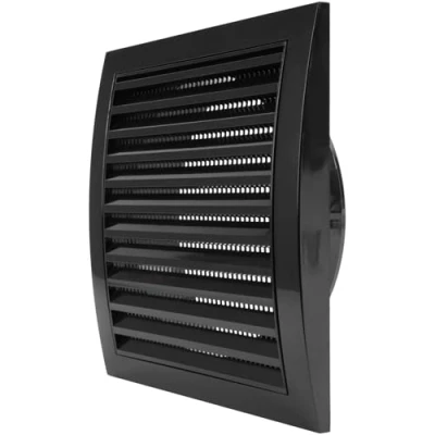 Afbeelding van Zwarte afzuigkap 150 mm / 6&quot; inch met ingebouwd ongediertebeschermingsscherm, zwart, ventilatierooster, HVAC uitlaatkanaalafdekking, uitlaatkap