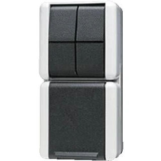 Afbeelding van Jung combinatie stopcontact serie wissel WG800 met randaarde grijs 7035 875W