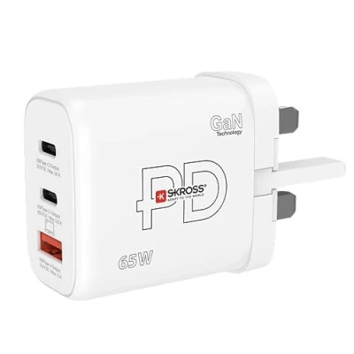 Afbeelding van SKROSS Power Charger 65W Gan UK PC oplader, tablet, smarthone met snel opladen 65 W Loader 3 USB apparaten (USB 18W + C 20W 65W) Socket