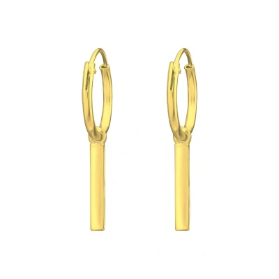 Afbeelding van Oorbellen dames Oorring met hanger Gold plated oorringen hanger, staafje WeLoveSilver