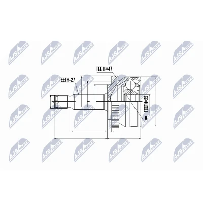 Afbeelding van Homokineet reparatie set, aandrijfas NTY NPZ HY 531