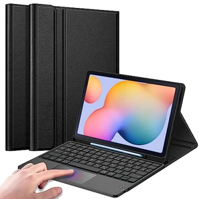 Afbeelding van Fintie Toetsenbordhoes voor Samsung Galaxy Tab S6 Lite 10,4 inch 2024/2022/2020 tablet met magnetisch afneembaar Duits toetsenbord en touchpad toetsenbord, zwart