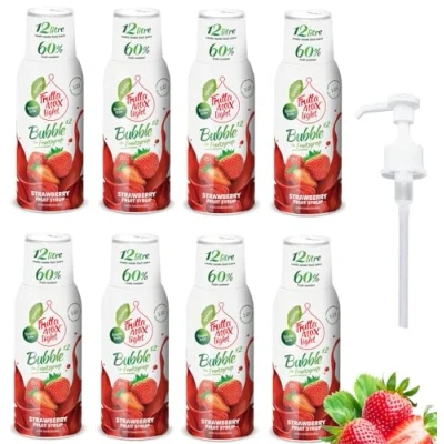 Afbeelding van 8 x Light Low Carb Fitness Siroop van FruttaMax Nul Suiker Met Stevia 50 60% fruitinhoud (8 500ml) Aardbei Light)
