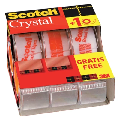 Afbeelding van Plakband Scotch Crystal 600 19mmx7.5m transparant 2+1 gratis + afroller