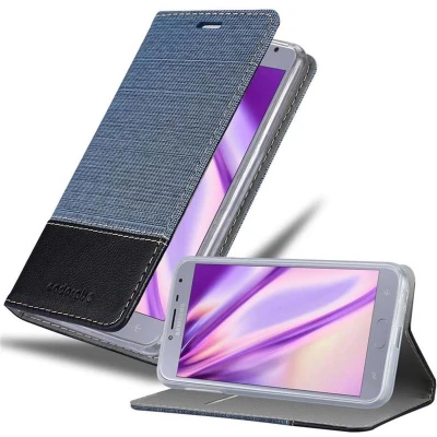 Afbeelding van Cadorabo Hoesje geschikt voor Samsung Galaxy J4 2018 in DONKERBLAUW ZWART Beschermhoes met magnetische sluiting, standfunctie en kaartvakje Book Case Cover Etui