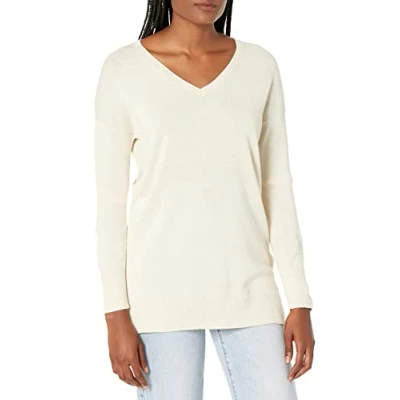 Afbeelding van Amazon Essentials Women&#039;s Lichtgewicht tuniektrui met lange mouwen en V hals (verkrijgbaar in grote maten), Havermout, L
