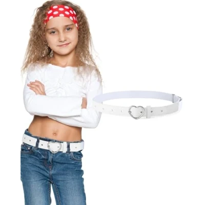 Afbeelding van Coubeau elastische leren riem voor kinderen 3 16 meisjes en jongens 40 80 cm, Hart bruine riem, One size