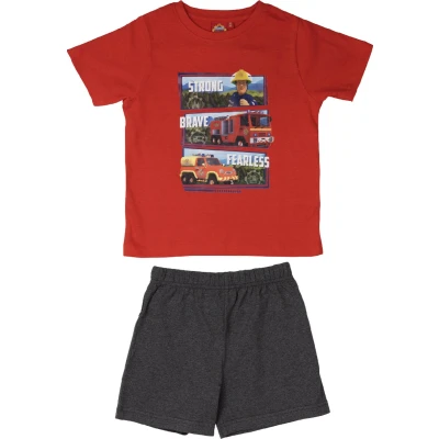 Afbeelding van Brandweerman Sam Pyjama / Shortama Rood Grijs Katoen maat 110/116