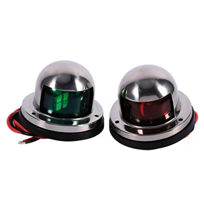 Afbeelding van 1 paar led boog boot navigatie lichten rood en groen, 12v anti corrosie marine jacht licht 8 LEDs kit roestvrij staal waterdichte pontons zeilsignaalverlichting voor boten