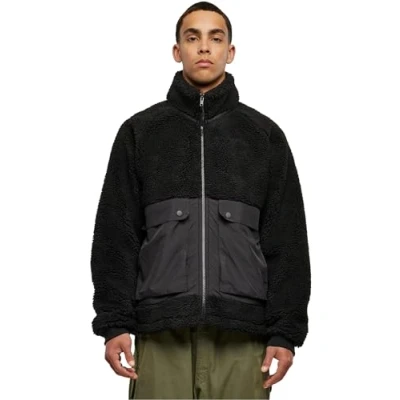 Afbeelding van Urban Classics Short Raglan Sherpa Fleecejas, Heren, Maat: 5XL, black