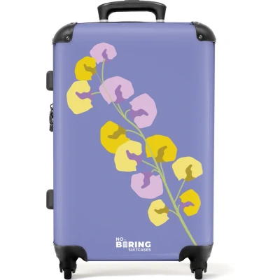 Afbeelding van NoBoringSuitcases.com® Koffer groot Rolkoffer lichtgewicht Paars met kleurrijke bloem Reiskoffer 4 wielen Grote trolley XL 20 kg bagage