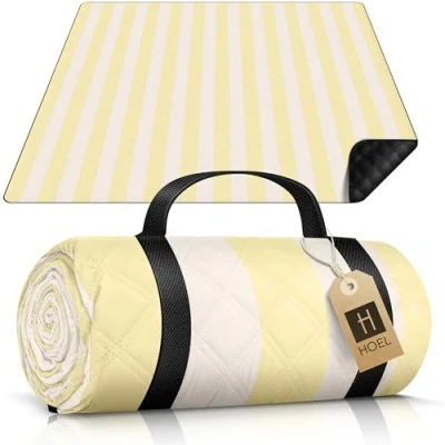 Afbeelding van HOEL picknickdeken 200x200 cm waterafstotend + geïsoleerd strandmat gevoerd XXL outdoor stranddeken voor picknick, camping strand