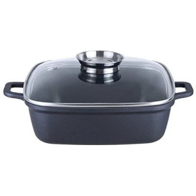 Afbeelding van Kopf Braadpan Santorini (gegoten aluminium, 3,8 liter, incl. glazen deksel met aromaknop, inductie) zwart