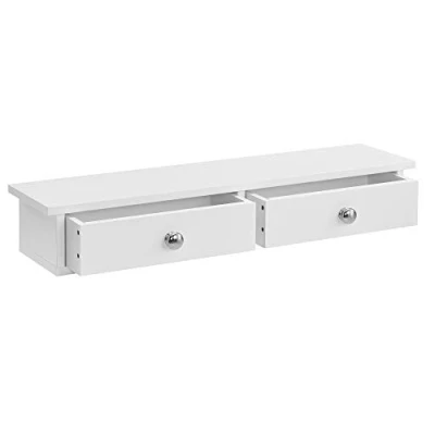 Afbeelding van Wandplank met 2 lades zwevend MDF 60x15x10 cm wit