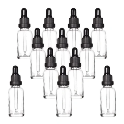 Afbeelding van Yizhao Transparant Glazen Druppelflesje 30ml, met Pipet Druppelaar, voor Essentiële olie, Aromatherapie, Cosmetica, Laboratorium, Apotheek, Reizen, Massage 12 Stuks