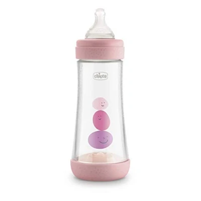 Afbeelding van Chicco PERFECT 5 anti color babyfles, 300 ml, snelle vloeistof 4 maanden + zuignap van zachte siliconen, biofunctionele fles met Intui Flow System roze