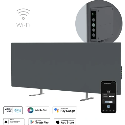Afbeelding van AENO GH5S slimme Infrarood verwarmingspaneel LED scherm Red Dot winnaar 2023 voor design en verwarmingstechnologie Bluetooth WIFI 700 Watt Elektrische kachel Verwarmingsplaat + convectie Grijs