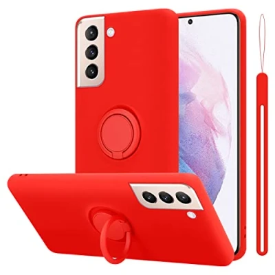 Afbeelding van Cadorabo Hoesje geschikt voor Samsung Galaxy S22 PLUS in LIQUID ROOD Beschermhoes van TPU silicone Case Cover met ring