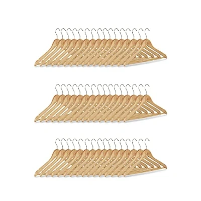 Afbeelding van Relaxdays kledinghangers kledinghangerset hout garderobehangers bruin Pak van 48