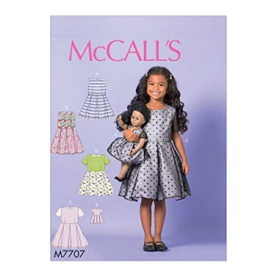 Afbeelding van Mccall&#039;s Patterns Poppenjurk voor kinderen van 18 inch, naaipatroon, weefsel, meerkleurig, 17 x 0,5 0,07 cm
