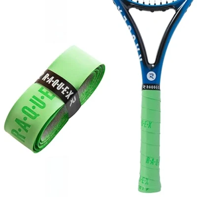 Afbeelding van Raquex Enhance Vervangende Racket Grip: Grip voor Tennis, Badminton, Padel, Squash griptape. 14 Kleuren. Hoogwaardige, Zelfklevende Tennisrackets (Licht Groen)